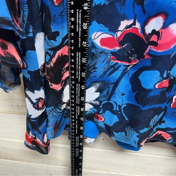 Lane Bryant Floral Top‎ Womens 18/20 Blue Red Lined Bold Artsy Casual - Picture 10 of 10